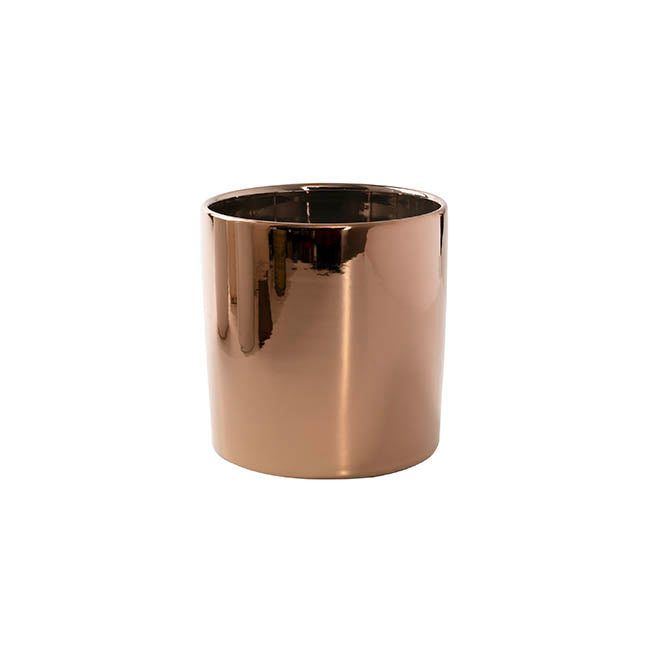 Ceramic Metallic Cylinder Pot Brass Rose Gold (13Dx13.5cmH)