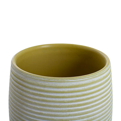 Ceramic Belly Ribbed Rnd Pot Asparagus Green (15.5x15.5cmH)