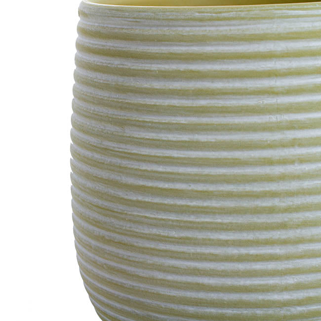 Ceramic Belly Ribbed Rnd Pot Asparagus Green (15.5x15.5cmH)