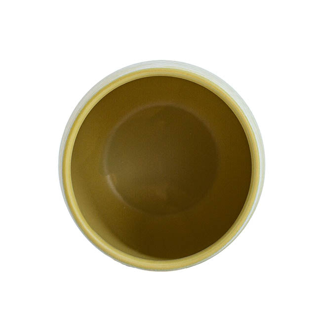 Ceramic Belly Ribbed Rnd Pot Asparagus Green (15.5x15.5cmH)