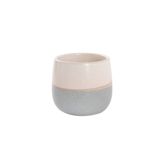 Ceramic Belly Two Tone Round Pot Dark Blue (10.5x9.5cmH)