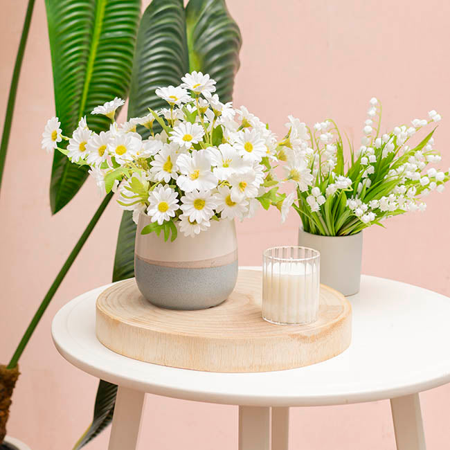 Ceramic Belly Two Tone Round Pot Dark Blue (10.5x9.5cmH)