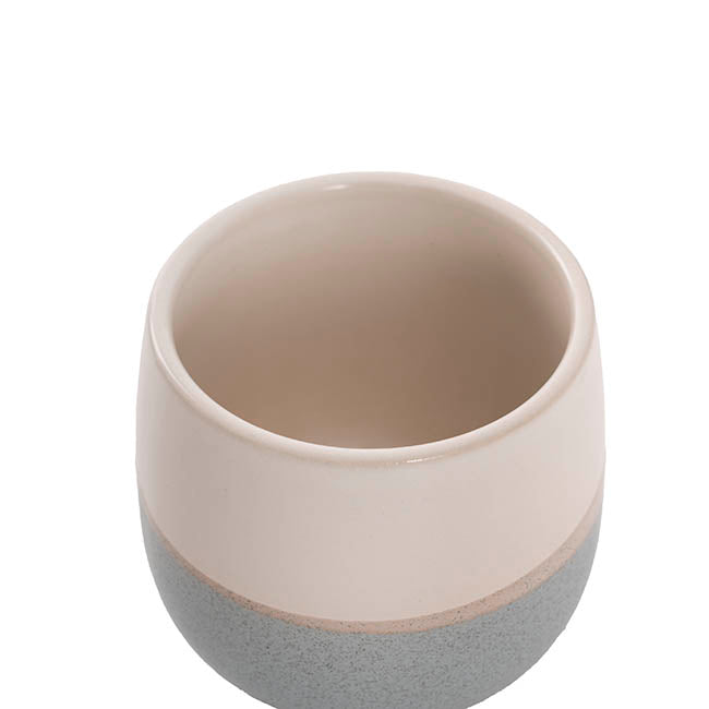 Ceramic Belly Two Tone Round Pot Dark Blue (10.5x9.5cmH)