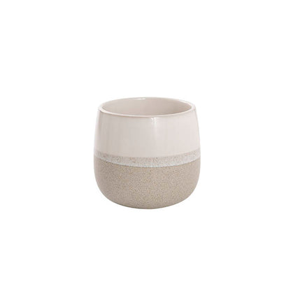 Ceramic Belly Two Tone Round Pot Sandstone (10.5x9.5cmH)