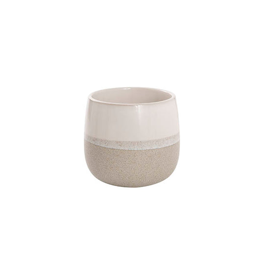 Ceramic Belly Two Tone Round Pot Sandstone (10.5x9.5cmH)