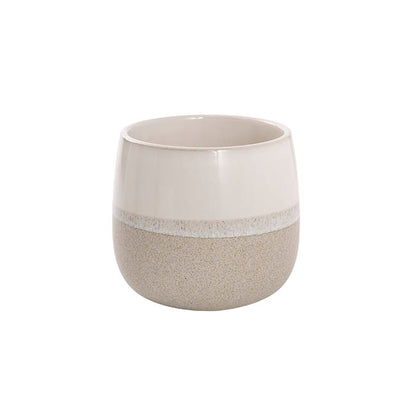Ceramic Belly Two Tone Round Pot Sandstone (15x14cmH)