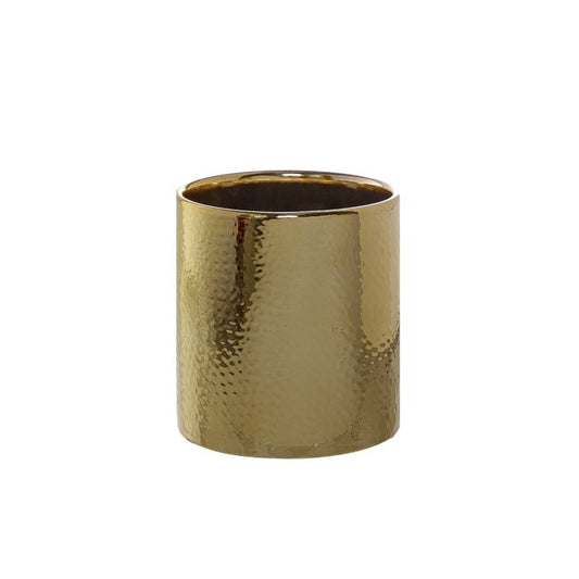 Ceramic Metallic Cylinder Pot Brass Gold (13.5x12cmH)