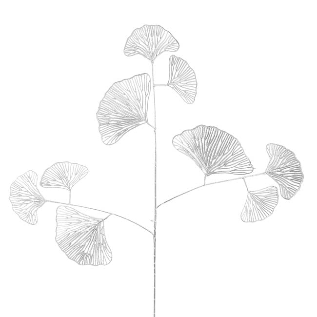 Ginkgo Leaf Spray Metallic Silver (70cmH)