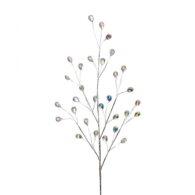 Teardrop Iridescent Acrylic Crystal Spray Silver (70cmH)