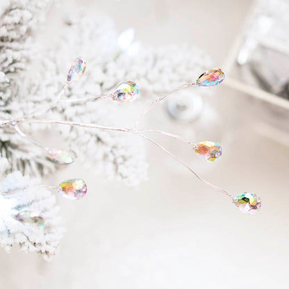 Teardrop Iridescent Acrylic Crystal Spray Silver (70cmH)