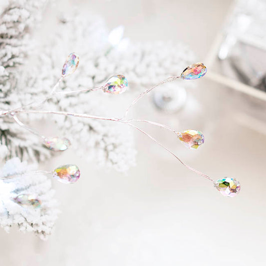 Teardrop Iridescent Acrylic Crystal Spray Silver (70cmH)