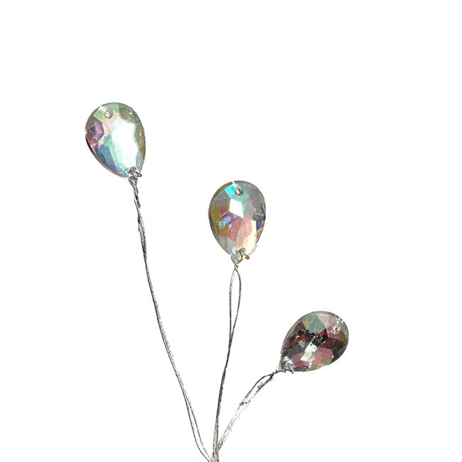 Teardrop Iridescent Acrylic Crystal Spray Silver (70cmH)