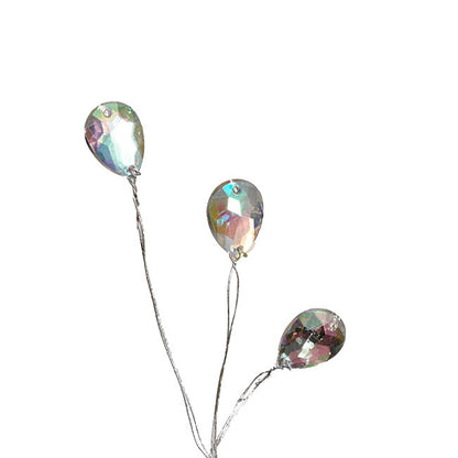 Teardrop Iridescent Acrylic Crystal Spray Silver (70cmH)