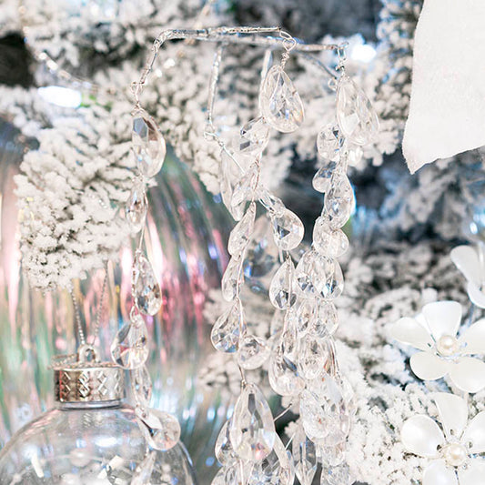 Acrylic Crystal Cascading Spray Silver (100cmH)