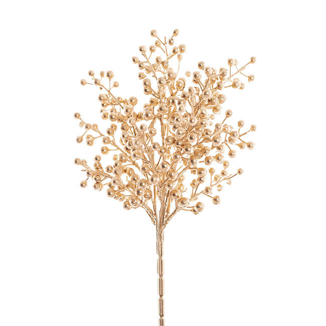 Berry Short Stem Spray Metallic Gold (35cmH)