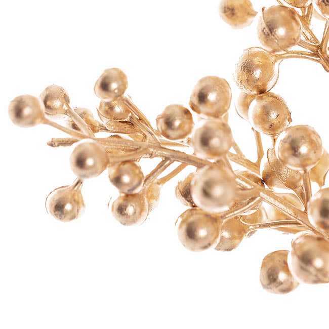 Berry Short Stem Spray Metallic Gold (35cmH)