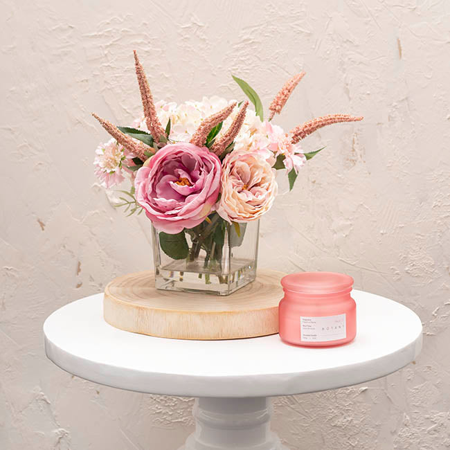 Alice Flower Arrangement w Resin Water Soft Pink (23x33cmH)