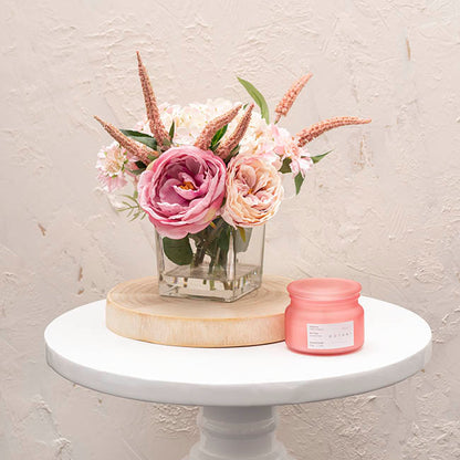 Alice Flower Arrangement w Resin Water Soft Pink (23x33cmH)