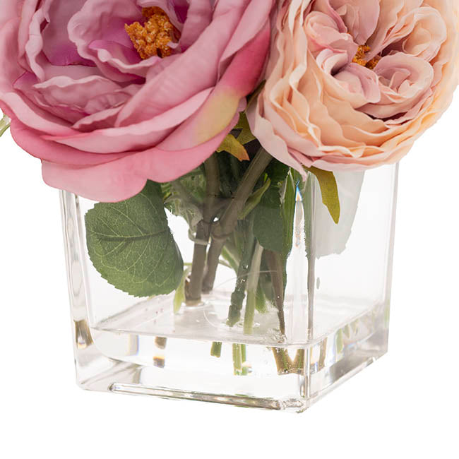 Alice Flower Arrangement w Resin Water Soft Pink (23x33cmH)