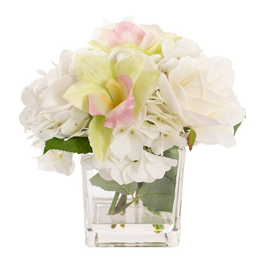 Stella Flower Arrangement w Resin Water White (20x25cmH)