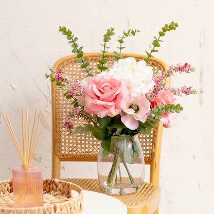 Nicole Flower Arrangement w Resin Water Pink (33x53cmH)