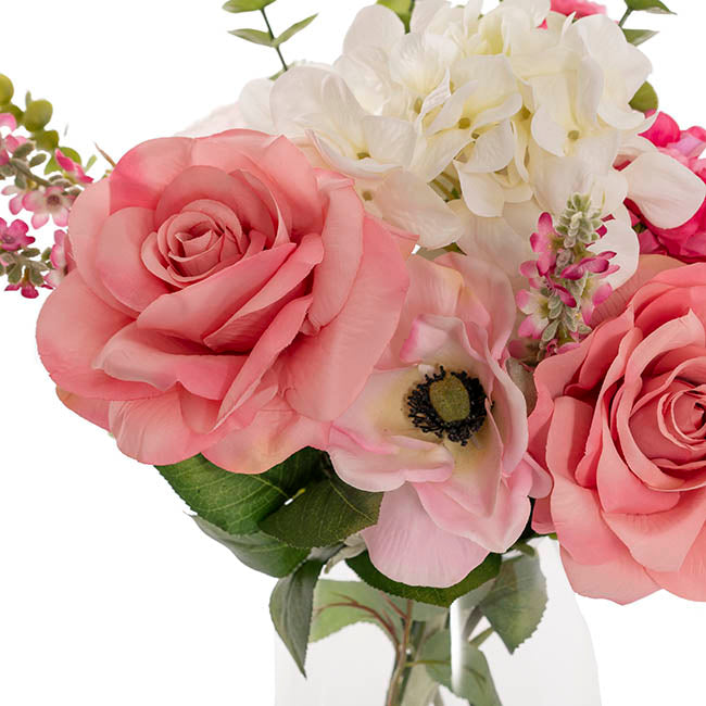 Nicole Flower Arrangement w Resin Water Pink (33x53cmH)