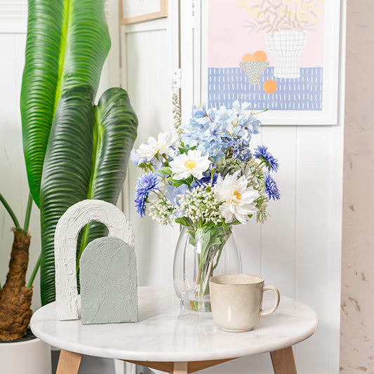 Lana Flower Arrangement w Resin Water Blue (31x50cmH)