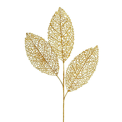 Veined Artificial Leaf Spray Metallic Gold (76cmH)