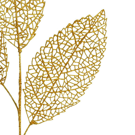 Veined Artificial Leaf Spray Metallic Gold (76cmH)