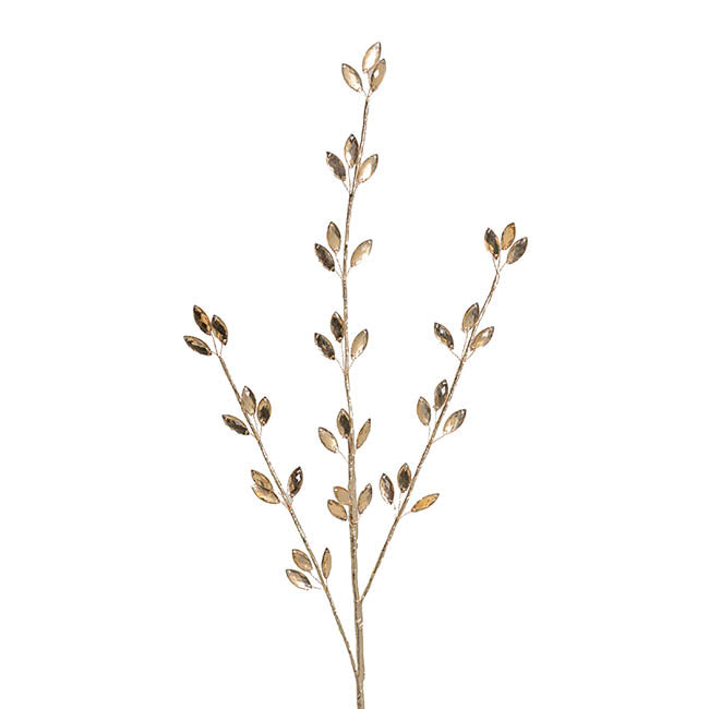 Acrylic Crystal Ficus Leaf Spray Champagne (75cmH)