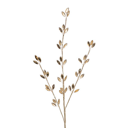 Acrylic Crystal Ficus Leaf Spray Champagne (75cmH)