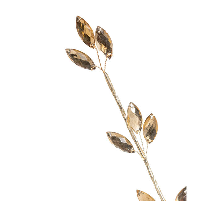 Acrylic Crystal Ficus Leaf Spray Champagne (75cmH)