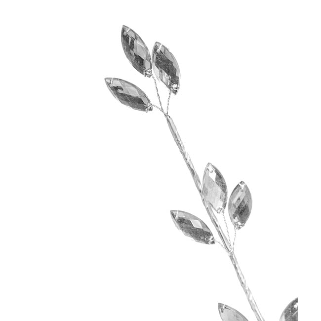Acrylic Crystal Ficus Leaf Spray Silver (75cmH)