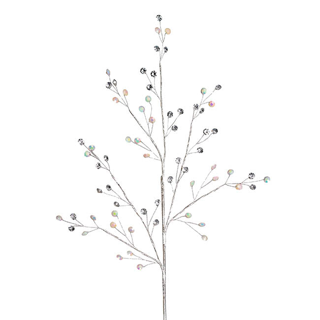 Diamante Crystal & Iridescent Beaded Spray Silver (76cmH)
