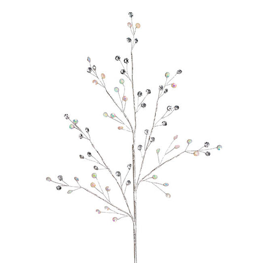 Diamante Crystal & Iridescent Beaded Spray Silver (76cmH)