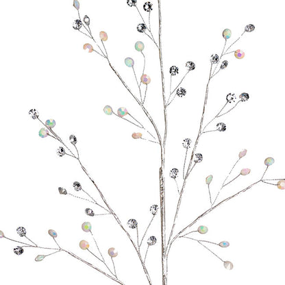 Diamante Crystal & Iridescent Beaded Spray Silver (76cmH)