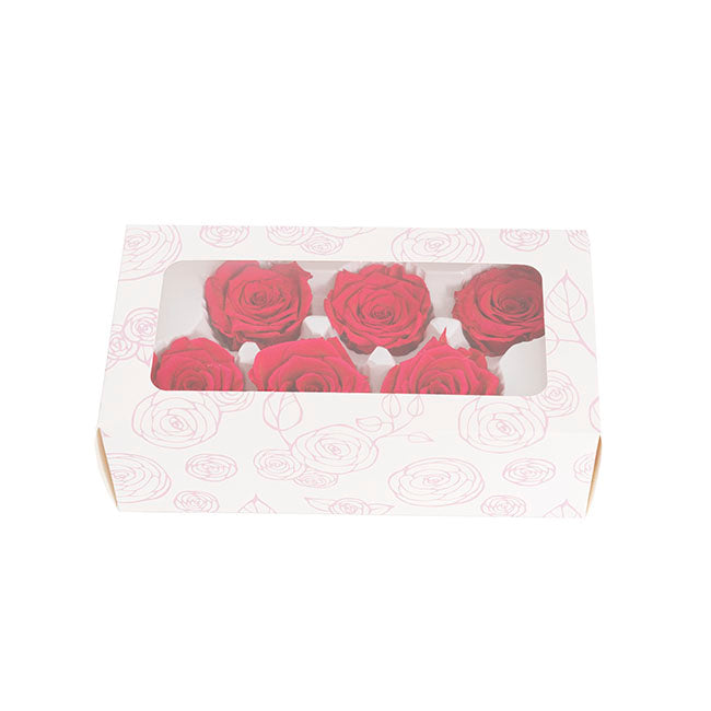 Amore Forever Rose Heads Pack 6 Hot Pink (5-6cmD)