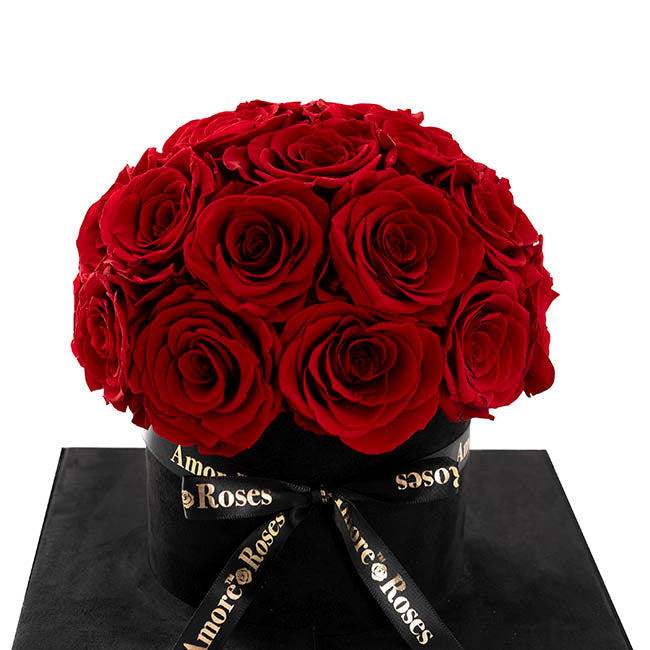 Amore Forever Rose x24 Head Window Box Red (28x33cmH)