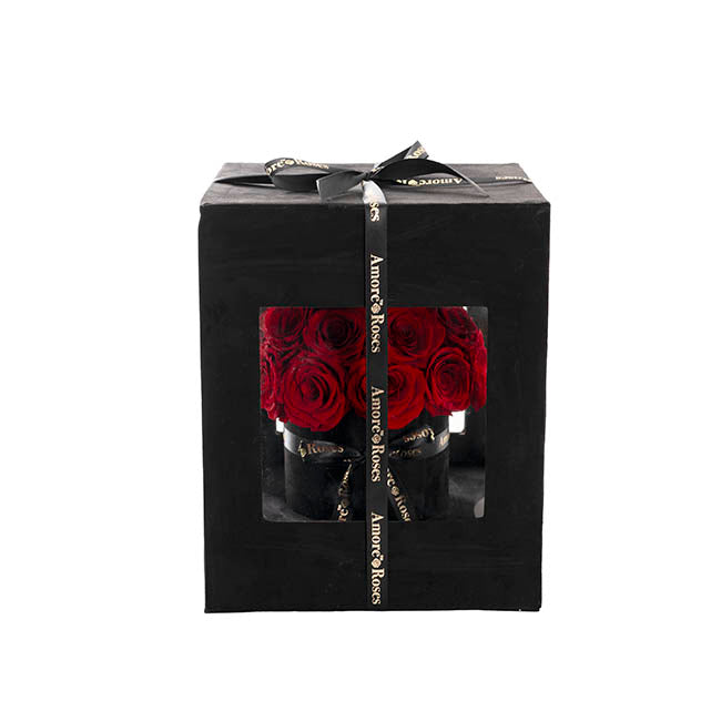 Amore Forever Rose x24 Head Window Box Red (28x33cmH)