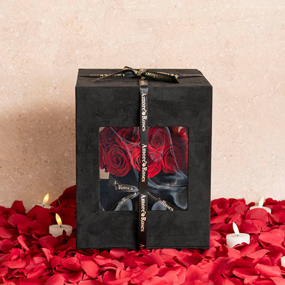 Amore Forever Rose x24 Head Window Box Red (28x33cmH)
