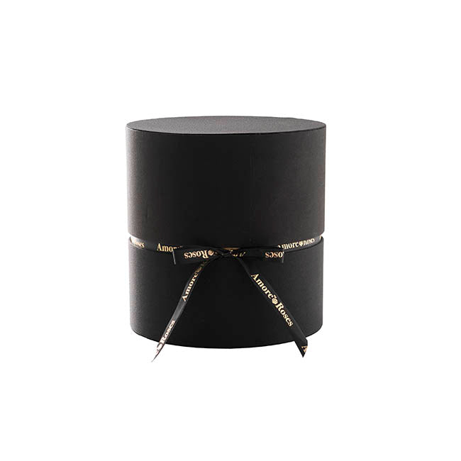 Amore Forever Rose x20 Head in Black Hat Box Red (23x26cmH)
