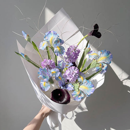 Iris Spray w Bud Ombre Blue (14cmDx85cmH)