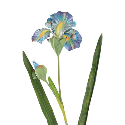 Iris Flower w Bud Stem Ombre Blue (14cmDx85cmH)