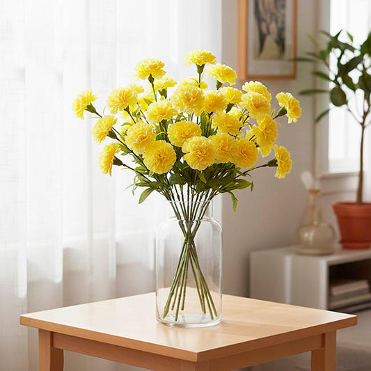 Carnation Ruffle Stem Yellow (9cmDx42cmH)