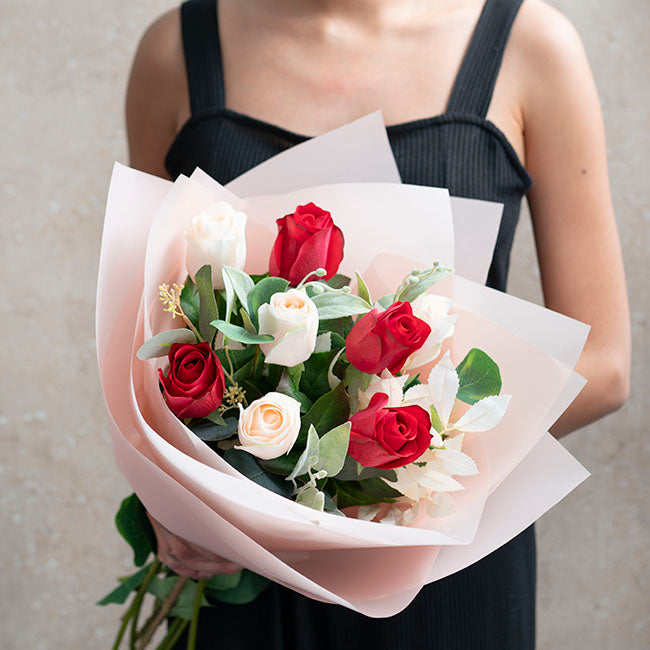 Bella Real Touch Rose Bud Dark Red (60cmH)