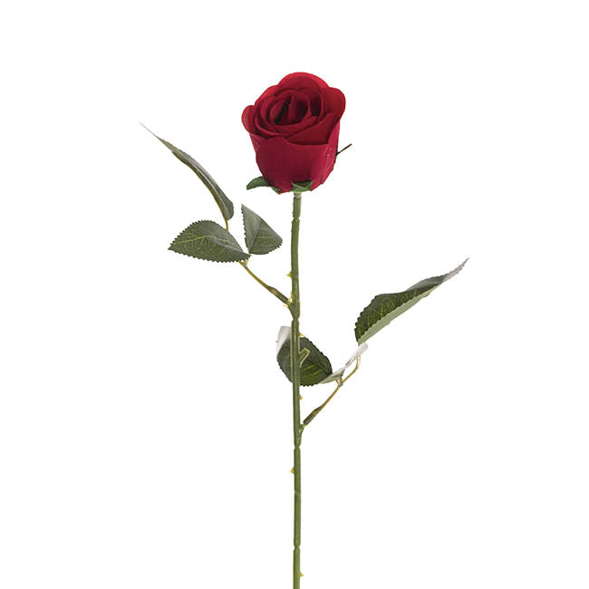 Velvet Rose Bud Stem Dark Red (54cmH)
