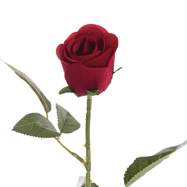 Velvet Rose Bud Stem Dark Red (54cmH)