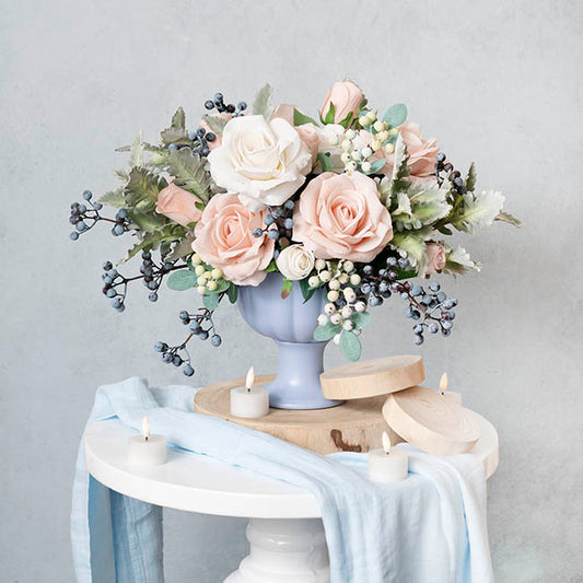 Velvet Rose Bud Stem Powder Pink (54cmH)