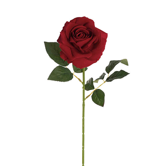 Velvet Rose Full Bloom Stem Dark Red (13cmDx75cmH)