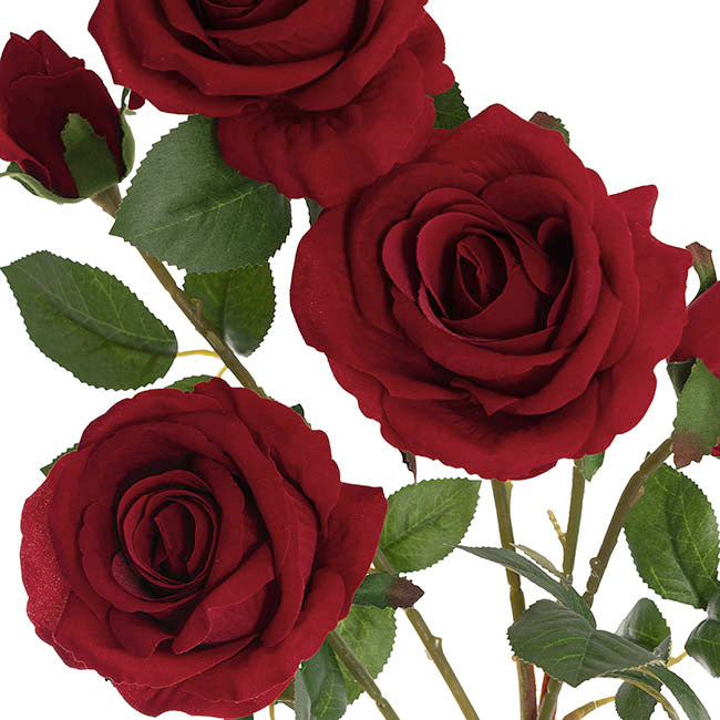 Velvet Rose x 5 Head Spray Dark Red (75cmH)